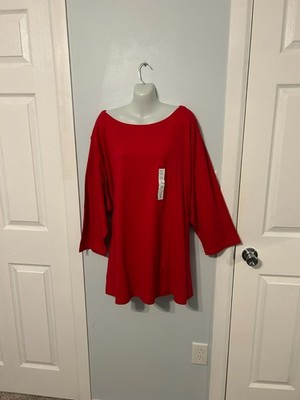 NWT Croft & Barrow Red Boatneck Top with 3/4 Sleeve      Plus Size 5X
