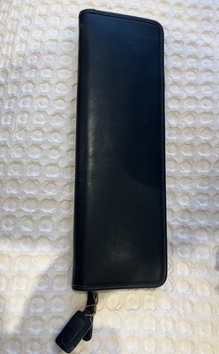 Vintage Coach schwarz Leder Krawattenhalter Reiseetui Reißverschluss Etui