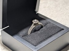 White Gold (18k) Halo Diamond Engagement Ring And Wedding Ring Set Size V 1/2