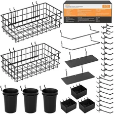 30PCS Peg Board Organizer Kit, Pegboard Hooks Assortment with Bins, Cups, Wir...