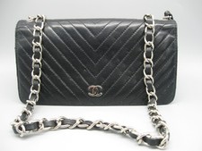 Chanel Black Chevron Lambskin Leather Long Bag Wallet