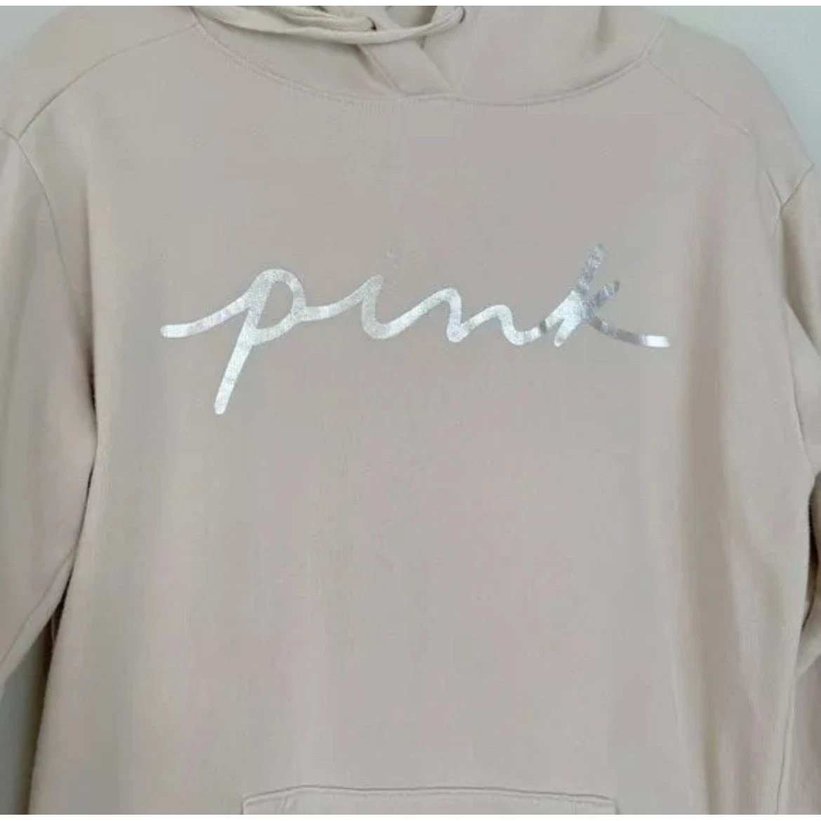 UNDERCOVER ROSA Victoria's Secret Pullover Felpa con Cappuccio Logo Argento Comodo