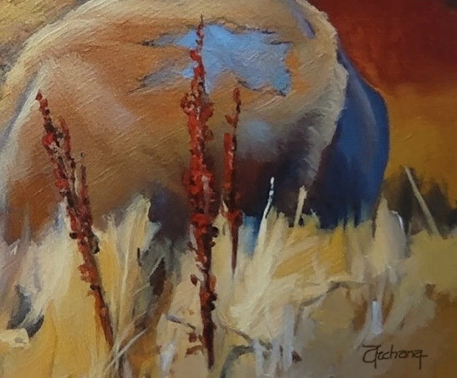 原版西方艺术 - 美国野牛、水牛绘画、手绘和签名 — 第 3/3 张图片