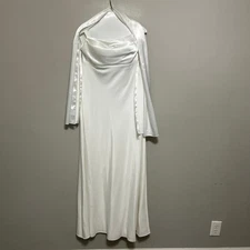 Aspeed Ball Gown XL Elegant White Satin Cowl Neck Maxi Dress Formal Evening Flaw