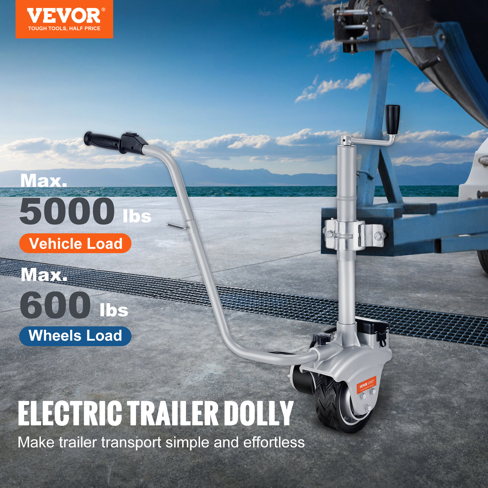 VEVOR Motorized Trailer Jack Wheel 350W Electric Mover Dolly 5000lbs