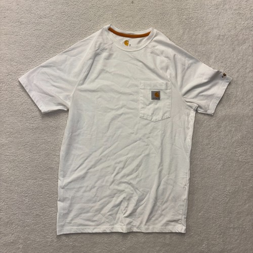 Carhartt Shirt Mens Small Force White Pocket Tee Workwear Casual Short Sleeve