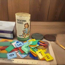 Vtg Child Guidance Educational Squares Building Toy 751 Original Can   Complete