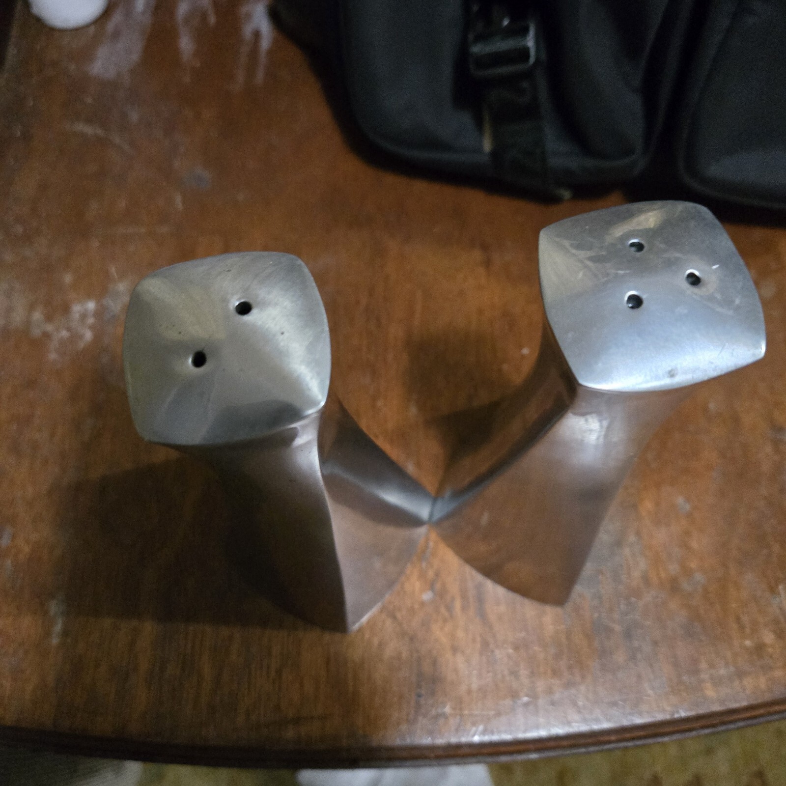 Lenox Salt & Pepper Shakers Twisted Silver Heavy Metal Mid Century Modern 6 