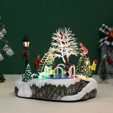 Christmas Glowing Figurine Building Light up Miniature House Resin Playground