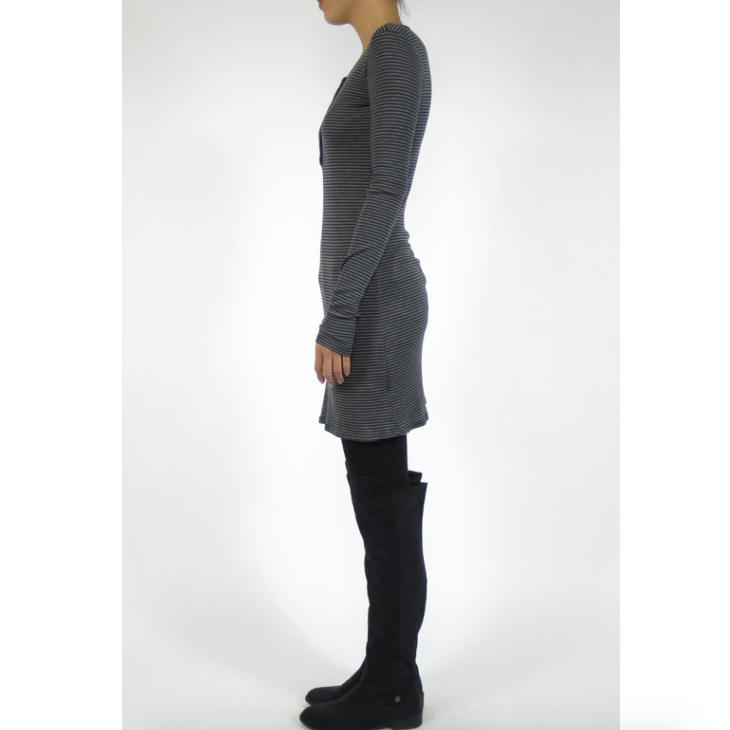New LA Made Striped Ribbed Knit Long Sleeve Henley Mini Dress Navy Grey Size XS | eBay New LA Made Striped Ribbed Knit Long Sleeve Henley Mini Dress Navy Grey Size XS | eBay