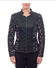 Klass Floral And Faux Leather Lined Jacket Black/multi Size 16 Rrp £50.00 Ca938