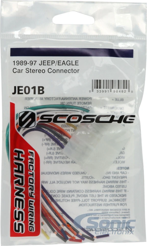 Arnés de cables Scosche JE01B para receptor estéreo de repuesto Jeep/Eagle 1989-1997 Foto 4 de 4