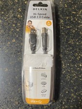 Belkin High-Speed USB 2.0 Printer Cable 722868589656 6ft New in Box