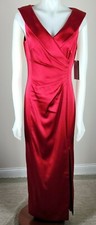 Tahari Arthur Levine Lipstick Red Formal Bridesmaid Long Satin Dress Sz 6 - NWT