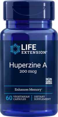 Life Extension Huperzine A 200 MCG, Memory & Brain, 60 VegCaps - Newest Exp.