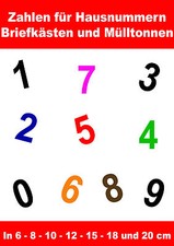 Klebebuchstaben Zahlen Aufkleber Briefkasten Hausnummer 6-20 cm Schrifthöhe
