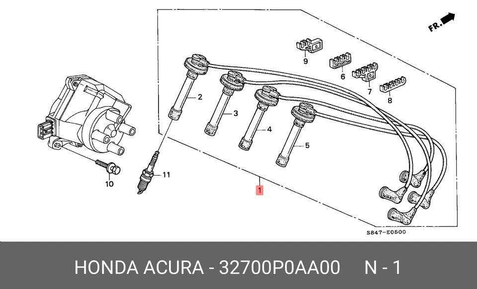 Genuine Ignition Spark Plug Wire 1996-2003 Honda Accord 32700-P0A-A00 Japan OEM Foto 2 de 4