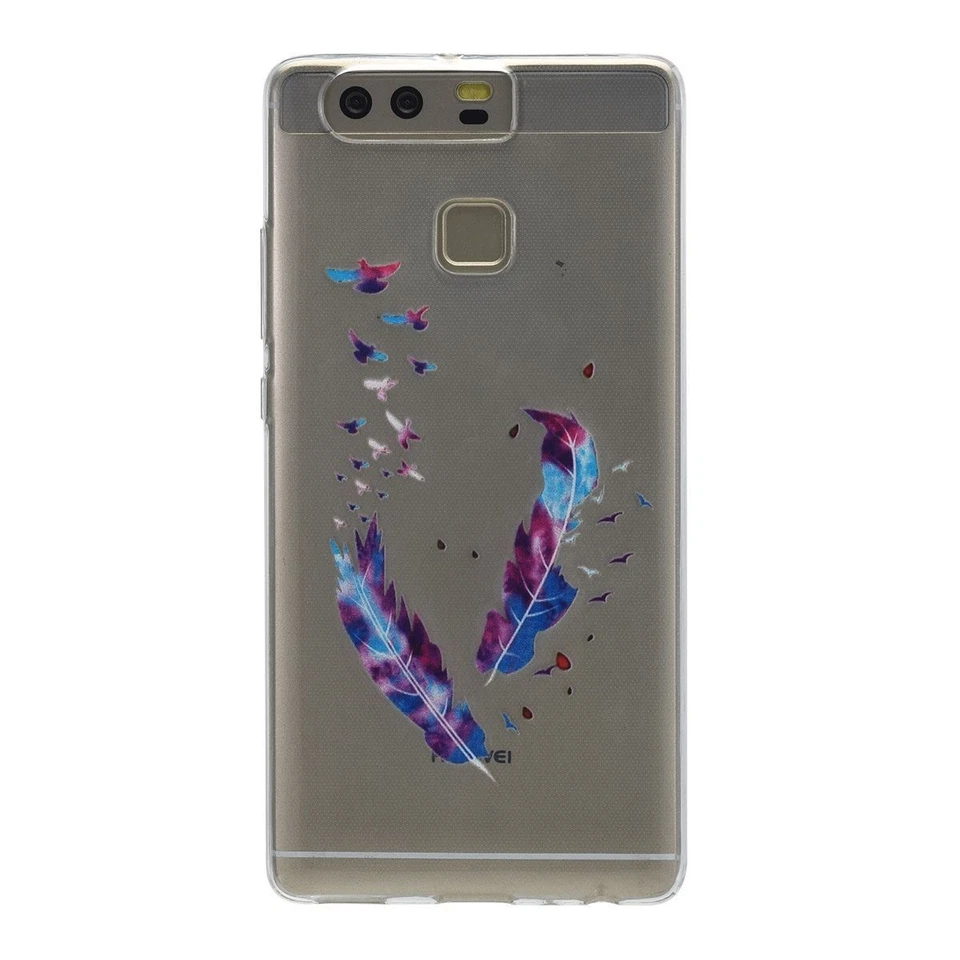 Henna Cover per Huawei P10 Lite Custodia Protettiva IN Silicone Piume Bunt Nuova - Immagine 3 di 4