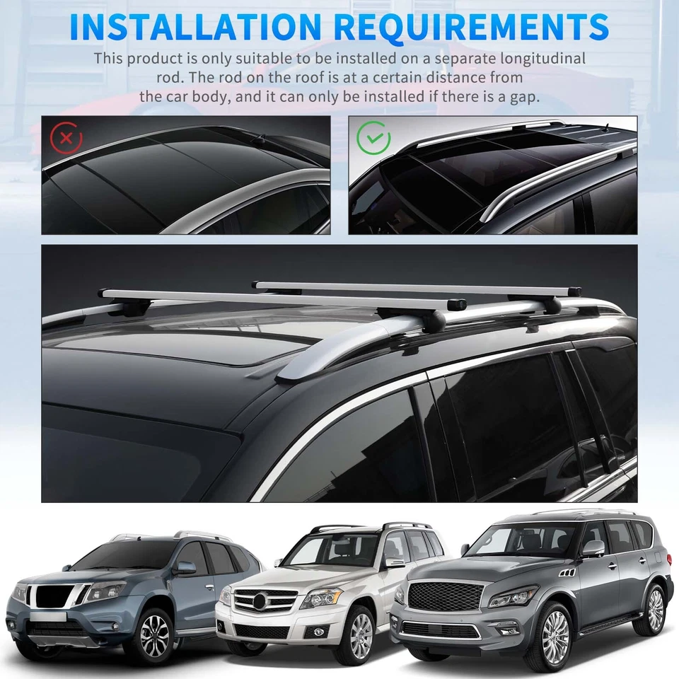 53" Aluminum Car Top Roof Rack Cross Bars Carrier W/Lock For Nissan Pathfinder - Image 4 of 4