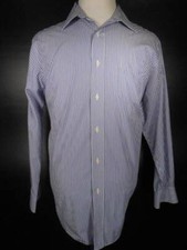 Beautiful Men's 17 34/35 Ralph Lauren Non Iron Blue Striped LS Button Shirt