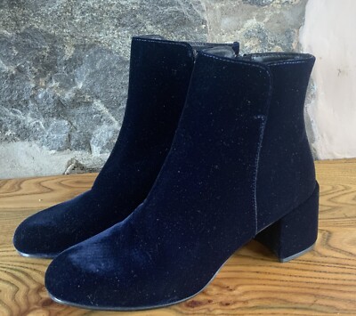 Women's Blue Suede Ankle Boots with Block Heel by White Stuff Sz