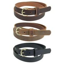 Women's Buffalo Leather Belt for Jeans 1" wide Brass Buckle Amish Handmade