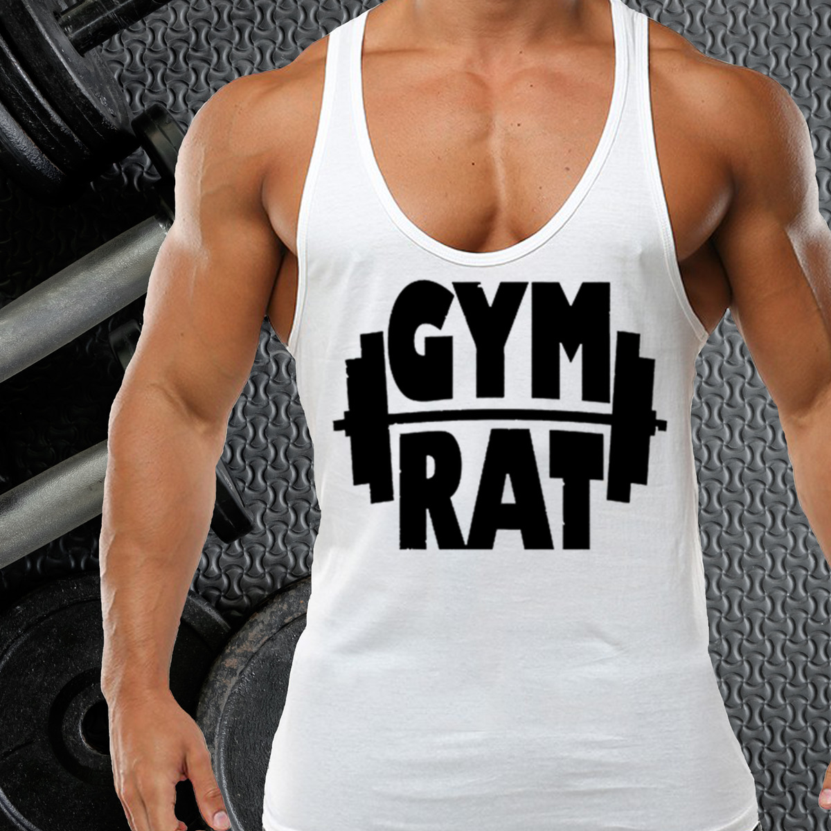 New Funny Gym Rat Stringer Bodybuilding Vest Tank Top Muscle Gym buff humor