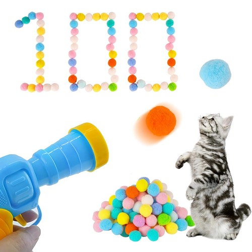 100PCS Interactive Cat Toy Plush Ball Launcher Silent Polyester High Bounce Cat - Picture 15 of 18