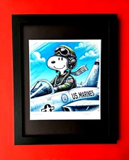 AIDAN FLUX | Hand Signed Collectable Print X/69 SNOOPY US MARINES PILOT COA
