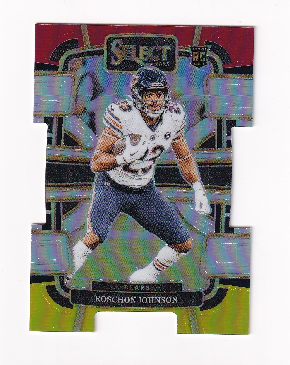 2023 SELECT FOOTBALL ROSCHON JOHNSON CONCOURSE RED & YELLOW PRIZM DIE-CUT RC