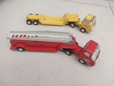 Tonka Truck #55010 Fire Engine + Low Loader Red Yellow 1970s Vintage Steel Toys