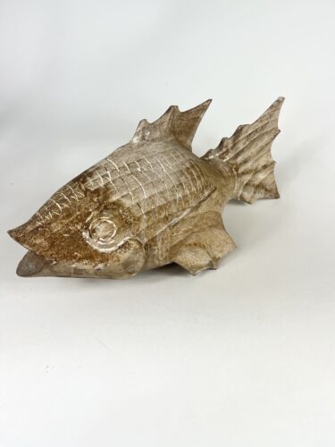 Wooden Hand Carved 16 Inch Koi Fish Wood - Picture 1 of 5