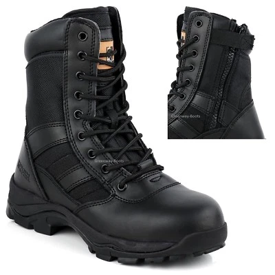 MENS LIGHTWEIGHT STEEL TOE CAP MILITARY COMBAT SAFETY WORK BOOTS POLICE SHOES SZ