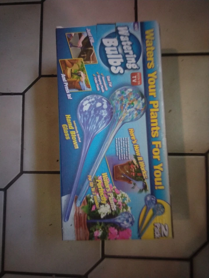 Nuevo paquete de 2 globos de agua acuática multicolor vidrio soplado a mano, plantas acuáticas Foto 2 de 4