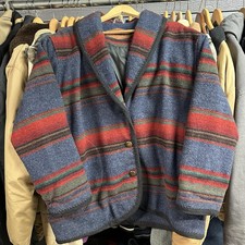 Vtg Woolrich Aztec Navajo Coat Wool Blanket Jacket L 80's Southwest Made in USA