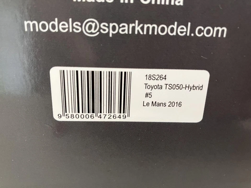 Spark 1/18 Scale Toyota TS050 Hybrid Le Mans 24 Hours 2016 Minicar from Japan - Image 3 of 4