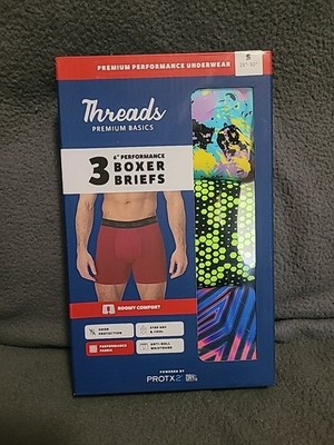 Threads Men's Underwear, 6'' Performance Boxer Briefs 3-Pack Multicolor