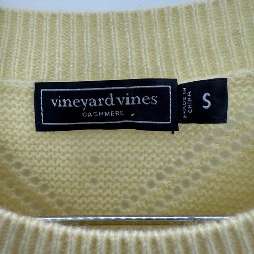 Suéter tejido de cachemir Vineyard Vines para mujer pequeño patrón de diamantes amarillo - Imagen 3 de 5
