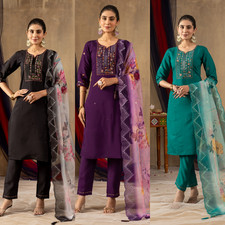 Women Party Wear Kurta Pant Set Indian Pakistani Top Tunic Salwar Kameez Kurti