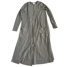 LuLaRoe Gray Ribbed Knit Duster Cardigan Womens XS Long Sleeve Open Front Pocket