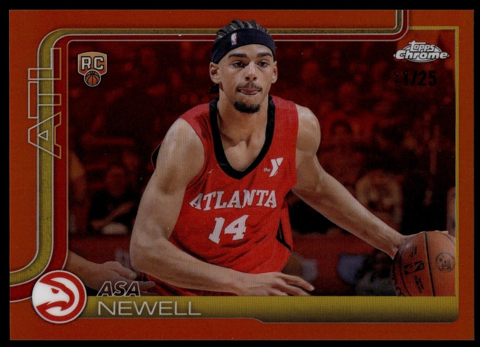 ASA NEWELL 2025-26 TOPPS CHROME #273 ROOKIE ORANGE REFRACTOR RC 11/25 HAWKS