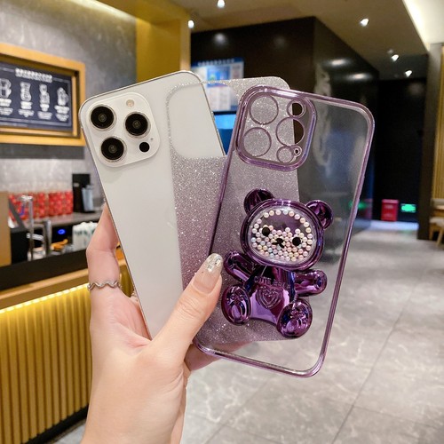 Bead Bear Holder Flash Phone Case Stand Cover For iPhone Samsung Huawei Motorola - Picture 17 of 18