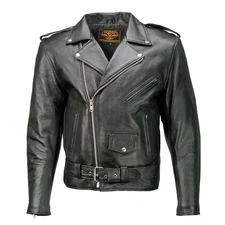 Men's Classic Black Premium Leather Motorcycle Jacket from Milwaukee Leather