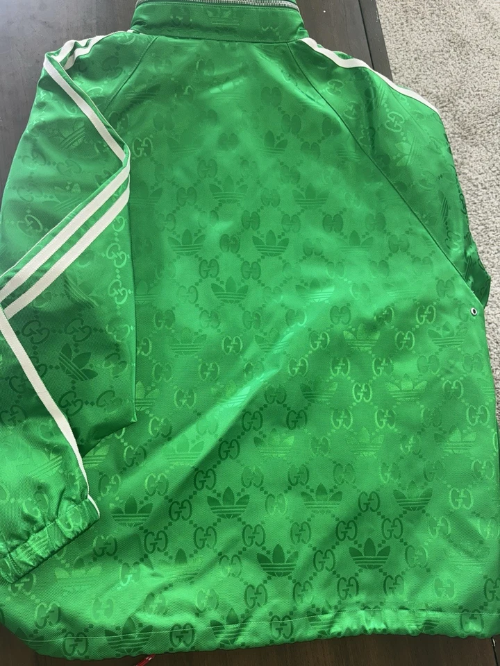 Chaqueta Gucci X Adidas Monograma Trifolio Anorak Media Cremallera Para Hombre Foto 3 de 4