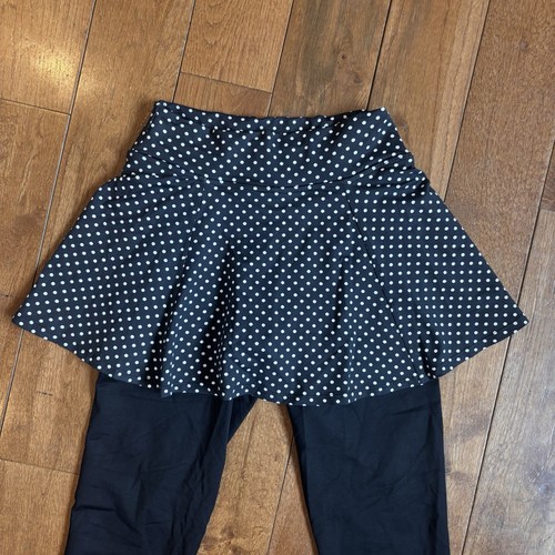 Womens Dona Jo Ace Skirted Leggings 2-in-1 Black White Polka Dots sz 1 (Small) - Picture 4 of 10