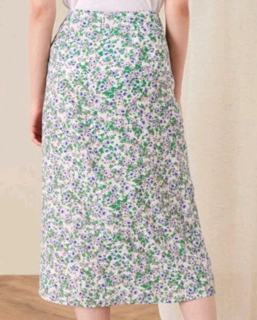 Monsoon Deedee Ditsy Floral Ruched Skirt Lenzing Evovero UK 22 Ivory Bnwt - Image 3 of 4