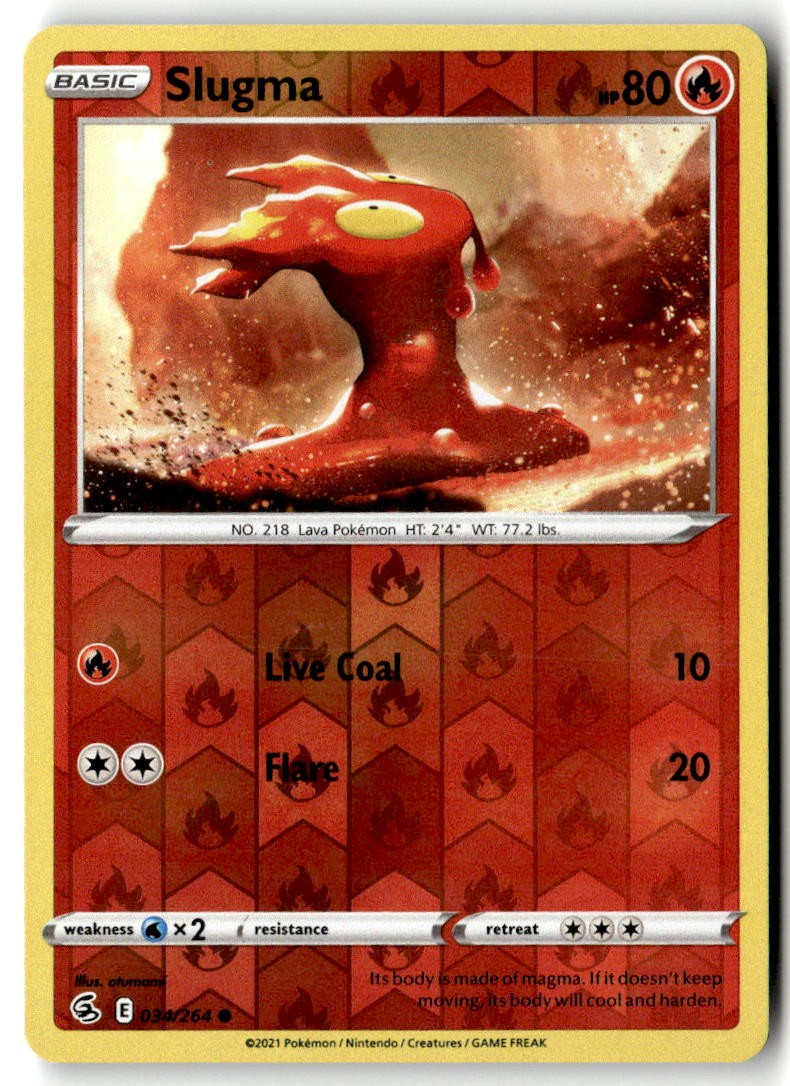 Slugma 034/264 Common SWSH08: Fusion Strike Pokemon Reverse Holofoil Near Mint