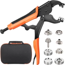 Heavy Duty Snap Fastener Kit, Adjustable Snap Fastener Plier with 40 Sets Met...