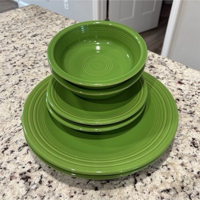 Fiestaware Shamrock Discontinued Color Ceramic Dinnerware Set for Two 