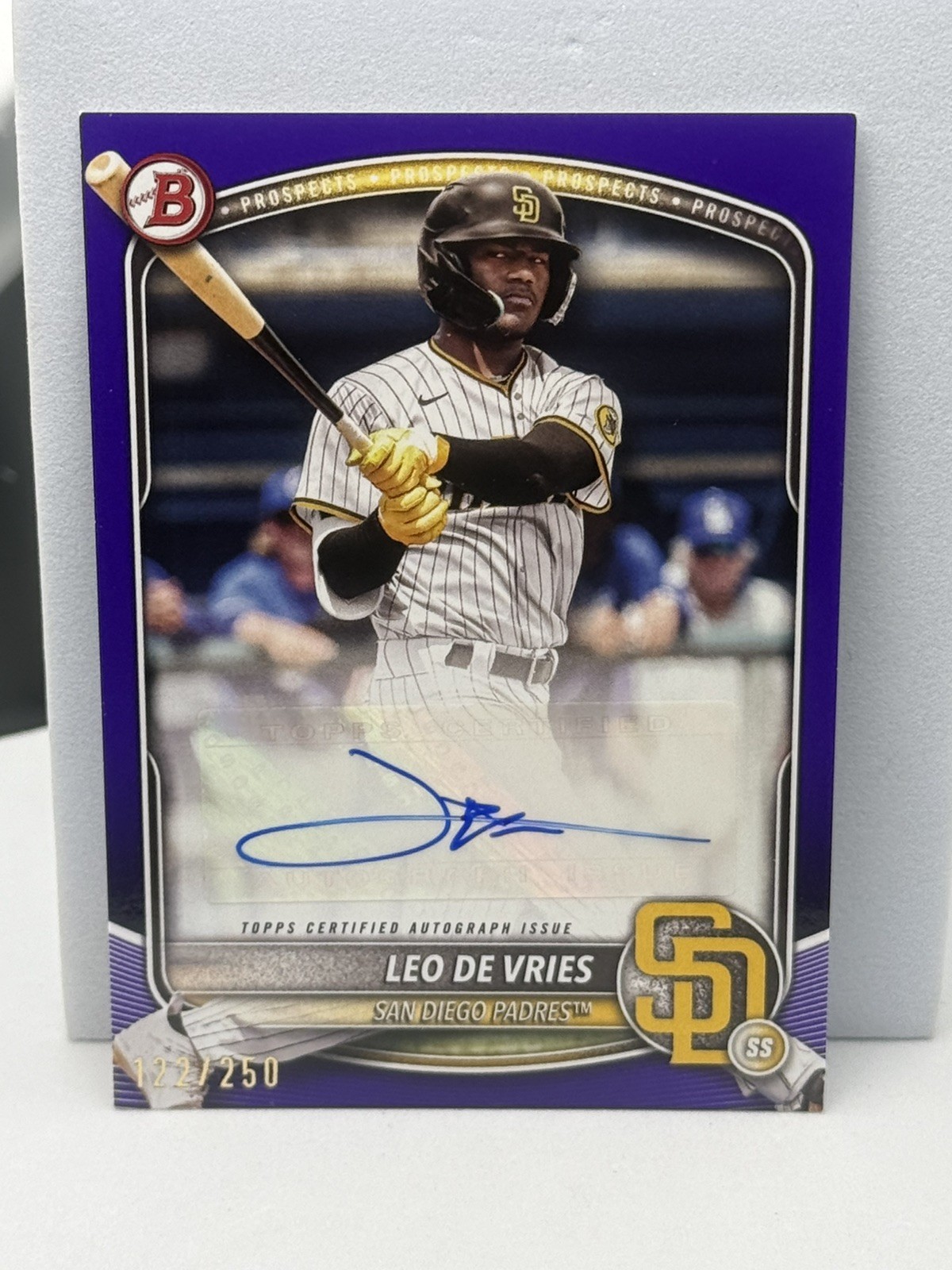 2025 Leo De Vries Auto Bowman Purple /250 #BPA-LD San Diego Padres Autograph SN